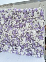 IFG vente en gros 8x8ft blanc violet fleur artificielle mur mariage toile de fond décorations soie Rose pour événement fête