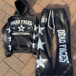 Conjunto Deportivo Personalizado para Hombre, Estilo Urbano, Bordado, 100% Algodón, Sudadera con Capucha Extra Grande y Pantalones Deportivos - Product Image 2