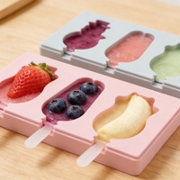 Moule à glaces en silicone de qualité alimentaire à 3 cavités avec logo personnalisé et bâtonnets à glace – Outil DIY pour la fabrication de glaces en gros
