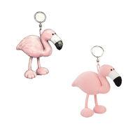 Porte-clés flamant rose mignon en peluche, breloque de sac réaliste, poupée douce en forme d'oiseau, accessoire ludique et fonctionnel pour sac à dos, cadeaux en peluche abordables