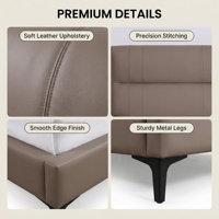 XIYUAN Cadre de lit king size en bois avec sommier tapissier, revêtement en cuir véritable moderne, écologique, durable et robuste, forte capacité de charge