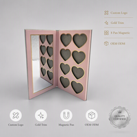 Paleta de Maquillaje Magnética con Tapa de Espejo en Forma de Corazón Rosa, Caja de Papel Vacía de 8 Compartimentos para Sombra de Ojos, Colorete y Cosméticos, Venta al por Mayor de Fábrica