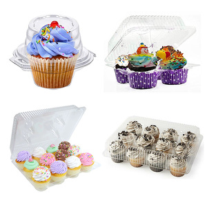 Bon marché, 1 2 <span class=keywords><strong>4</strong></span> 6 12 24 Porte-cupcakes géants transparents pour muffins, boîtes avec couvercle hermétique connecté - Product Image 1