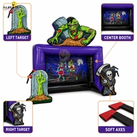 Stand de jeu gonflable de lancer de hache sur le thème des zombies pour Halloween, écologique, portable, garantie 3 ans pour les parcs d'attractions