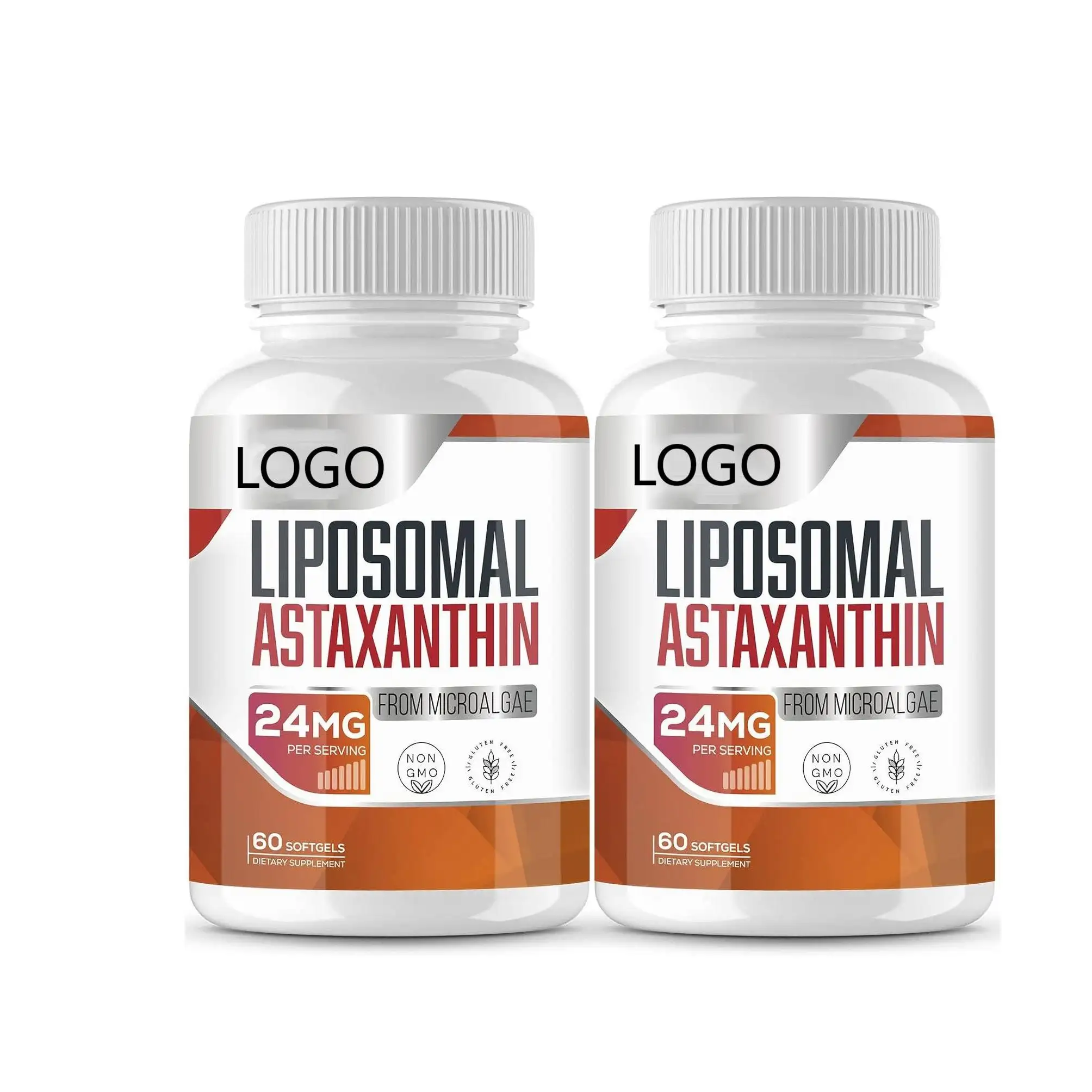 24 milligrams of liposome astaxanthin supplement, antioxidant ratio to vitamin C, gluten free non-gmo