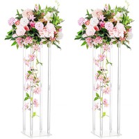 FUNMOOD Support à fleurs moderne et minimaliste en acrylique transparent, piédestal transparent, centre de table pour mariage, réception