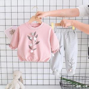2021 2Pcs Baby Girls Autumn Winter Toddler Long Sleeve <b>Polyester</b> <b>Tracksuit</b> Clothing Set - Product Image 1