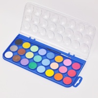Produit chaud certifié 24 couleurs solide aquarelle demi-casseroles boîte en plastique ensemble de peinture avec Palette pour enfants école artiste voyage