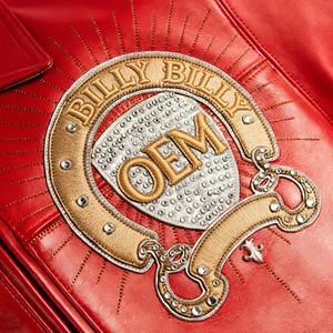 Veste universitaire en cuir d'agneau avec broderie appliquée OEM pour homme, veste d'aviateur en cuir avec strass personnalisée pour l'hiver - Product Image 4