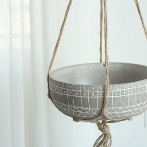 Jardinière suspendue en ciment naturel d'intérieur au design moderne, support de corde pour <span class=keywords><strong>balcon</strong></span>, <span class=keywords><strong>kit</strong></span> de décoration pour jardin et maison en forme de panier inclus - Product Image 2