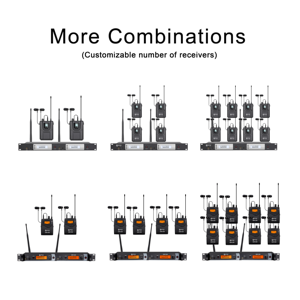 Hệ thống giám sát âm thanh EM-1200 8 kênh không dây trong tai màn hình kim loại tùy chỉnh số lượng máy thu cho giai đoạn sử dụng - Product Image 6