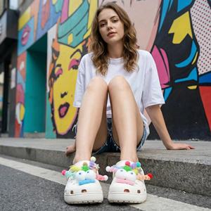 Zuecos de Plataforma Planos, Suaves, Antideslizantes, Impermeables, Reciclables, de Verano, de Moda, de EVA, con Diseño de Dibujos Animados, Modelo Mary Jane para Mujer - Product Image 1