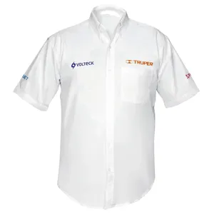 Truper ODM เสื้อเชิ้ตผ้าสักหลาดลายสก็อตลำลองสำหรับผู้ชาย, เสื้อ100% แขนสั้นสีขาวผ้าฝ้ายขนาด6XL 1ชิ้นในกล่อง - Product Image 1