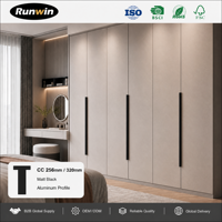 Poignées et boutons de meubles de cuisine en aluminium noir mat modernes, fabriqués en usine OEM, autres accessoires de quincaillerie pour armoires