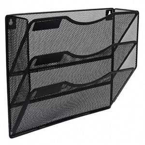 Metal 3-Pocket Mesh Wall <b>File</b> Holder <b>Organizer</b> Office Hanging <b>File</b> Folder Magazine Rack for Organizing Your Office Space - Product Image 3