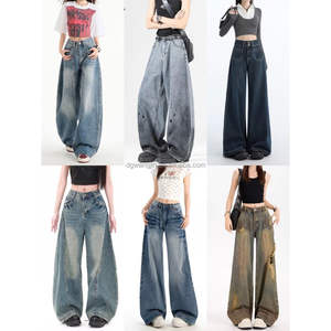 Nouveaux <span class=keywords><strong>Jeans</strong></span> <span class=keywords><strong>Femme</strong></span> 2026 Coupe Ample Grande Taille avec Poches Design Mixte - Product Image 6