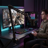 Microphone de jeu à condensateur RGB professionnel CMTECK, USB Type-C, réduction de bruit, design portable, compatible avec les smartphones, ordinateurs, studio