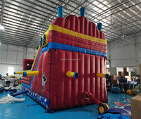 Barco pirata gigante, gorila inflable, castillo hinchable, combo de obstáculos con tobogán y casa de rebote