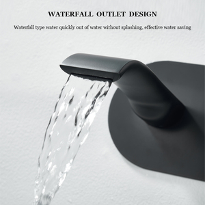 SANIPRO <span class=keywords><strong>Tiktok</strong></span> robinet de baignoire en laiton, populaire dans la salle de bains murale cascade lavabo robinet de baignoire en laiton évier encastré robinets noirs mélangeur - Product Image 3