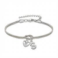 Bracelet en acier inoxydable 316 réglable avec chaîne serpent PVD or 18 carats, breloque cœur et initiales CZ, bijou d'amour, cadeau pour elle