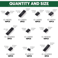 Kit de 85 circuits intégrés (IC) NE555 LM324, 10 spécifications, temporiseur de précision simple DIP, provenant du Guangdong, Chine