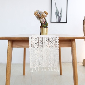 Camino <span class=keywords><strong>de</strong></span> <span class=keywords><strong>mesa</strong></span> <span class=keywords><strong>de</strong></span> encaje con borlas, estilo europeo, <span class=keywords><strong>para</strong></span> hogar, restaurante, cafetería, bonito y económico, con diseño floral calado <span class=keywords><strong>de</strong></span> algodón - Product Image 5