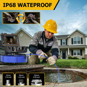 Caméra d'<span class=keywords><strong>inspection</strong></span> industrielle portable 1080P avec DVR 32 Go, 512 Hz, auto-nivelante, pour canalisations, tuyaux et égouts, 50 m - Product Image 4