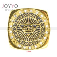 Anillo de acero inoxidable con diseño de ojo del diablo para hombre, sortija, chapado en oro