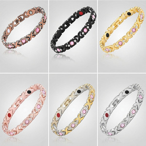 Pulsera Cruzada de Aleación de Zinc con Engaste de Bisel, Joyería Magnética, Regalo, Pulseras de Moda con Eslabones de Cadena - Product Image 1