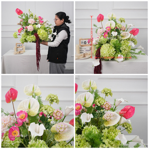 Centro de Mesa Decorativo para Bodas Personalizado por el Fabricante, Bola de Flores Artificiales Verde y Rosa con Amaranto Colgante - Product Image 3