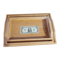 Lot de 3 plateaux de table basse en bois Plateau de service en bambou avec poignées