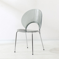 Vente en gros de chaises transparentes chaises de salle à manger modernes en plastique chaises de salon design sans accoudoirs avec pieds en métal
