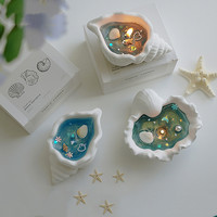 Bougie parfumée artisanale en cire de gelée créative Ocean Breeze Quicksand avec coquillages marins pour mariage, Thanksgiving, Noël