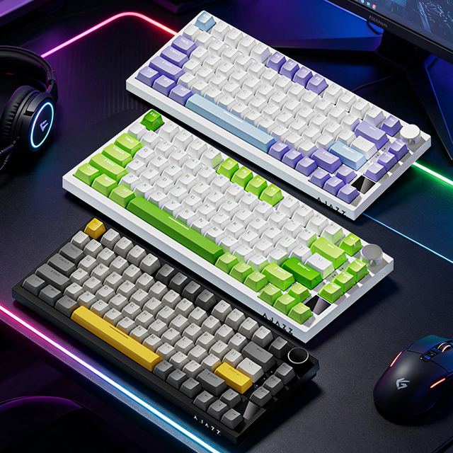 AJAZZ AK820pro Tri-Mode Wireless Bluetooth 75% Hot-Swappable Gasket Custom Gaming Mechanical Keyboard with Side-Printed Keycaps