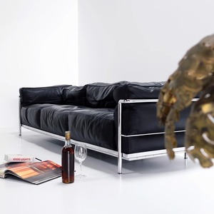 <span class=keywords><strong>Canapé</strong></span> inclinable minimaliste en cuir véritable pour un style nordique Wabi-Sabi, mobilier de salon, fauteuil de détente, acier inoxydable - Product Image 4