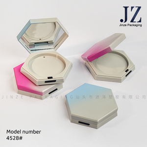 Jinze hình lục giác nhỏ gọn bột trường hợp rỗng bao bì nhựa mỹ phẩm với gương hộp nền tảng - Product Image 4