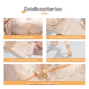 Sujetador de encaje sólido de nailon ultra grueso de 5 <span class=keywords><strong>cm</strong></span>, sin aros, copa 3/4, para pecho pequeño y plano, antideslizante, con ajuste superior. - Product Image 3