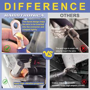 Kit de 80 cosses de câblage en cuivre, bornes à sertir AWG 8 6 4 2, norme américaine, rouge et noir, avec gaine thermorétractable - Product Image 2