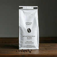 Sachet d'emballage de café personnalisé imprimé, recyclable, blanc, avec valve et fermeture éclair, en aluminium, 1kg, 8oz, 12oz, à fond plat pour grains de café