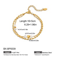 Bracelet empilable en acier inoxydable de style européen avec perles d'eau douce, accessoires de mode dorés