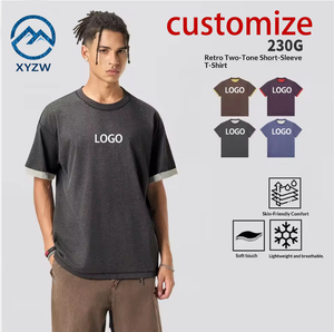 Camiseta de Manga Corta para Hombre y Mujer, Estilo Vintage, Lisa, 230G, Algodón Transpirable, Absorbe la Humedad, Corte Holgado, 2026 - Product Image 1