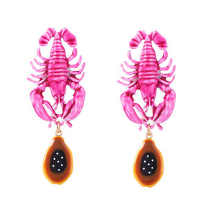 Boucles d'oreilles de vacances pour femmes avec pendentif homard animal en alliage de style loisir marin léger de luxe - Product Image 6