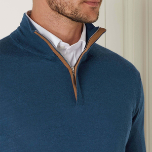 Vente en gros de <span class=keywords><strong>pull</strong></span> pour hommes avec logo personnalisé 70% laine 30% <span class=keywords><strong>cachemire</strong></span> demi-fermeture éclair anti-boulochage tricot hiver Service OEM disponible - Product Image 4