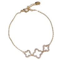 Französisch Casual High-End Damen Full Diamond Zirkon Klee Armband Sweet Flower Shape Gold Nische Charm Fine Chain & Link Design