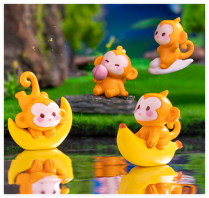 รูปปั้นการ์ตูนรูปลิงขนาดเล็กรูปกล้วยและลูกพีชรูปสัตว์ขนาดเล็กเป็นของชำร่วยสำหรับปาร์ตี้เค้กในฤดูร้อนงานศิลปะในสวน - Product Image 3