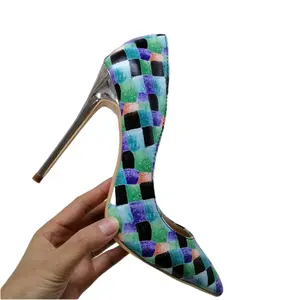 Zapatos de vestir con punta estrecha para mujer, tacones altos con grafiti, imagen artística, 12cm, 10cm, 8cm, 6cm, novedad