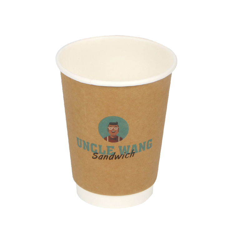 Custom logo heat proof coffee hot drink kraft doule wall carton paper cup logo