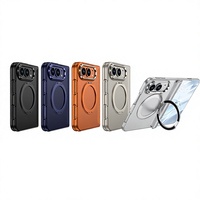 Coque de téléphone PC compatible iPhone 18 Duo avec anneau rotatif, finition mate effet peau, protection intégrale et design de charnière