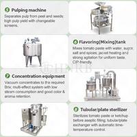 Ligne de production automatique de concentré de tomate, contrôlée par PLC, entraînée par moteur, machine à sauce en acier inoxydable de qualité alimentaire