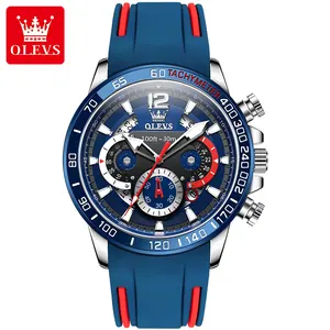 OLEVS 9936 Hot Selling Resee Brand Luminous Function Red Silica Gel Wholesale Quartz Watch Men